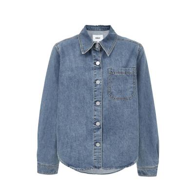 绫致ONLY2026春季新款灵动弧形下摆正肩长袖牛仔衬衫女