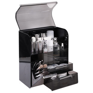 桌面化妆品收纳盒2026新款高级感护肤品整理箱香水口红置物架刷筒