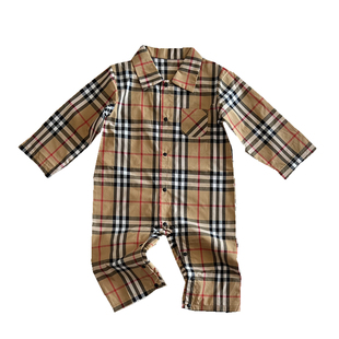 2026春装新品婴儿长袖衬衫连体衣男女宝宝爬服出秋季外出服6个月