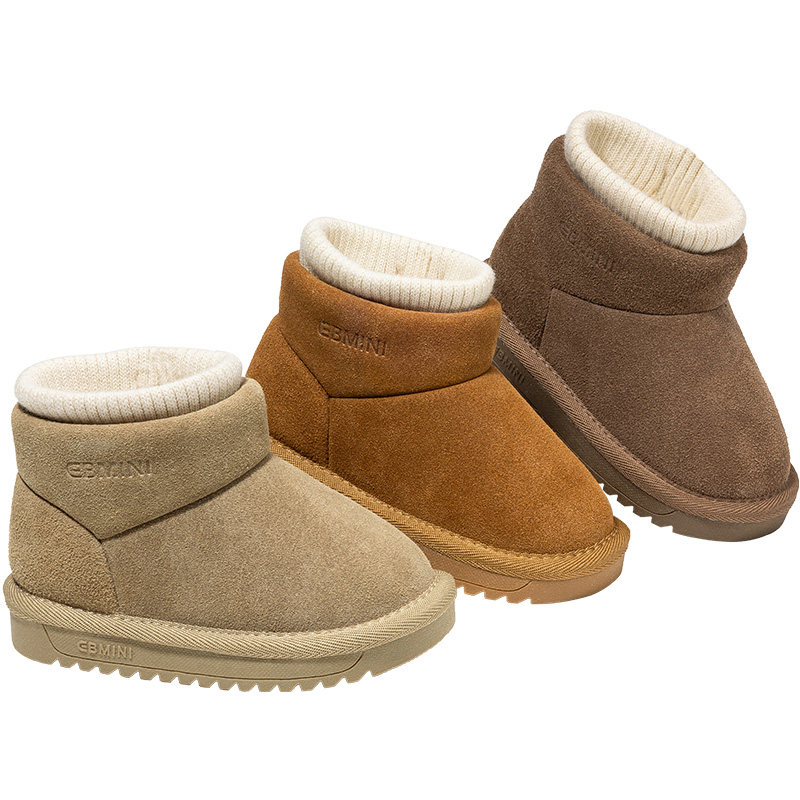 英贝米尼儿童雪地靴2025冬季新款女童软底袜子鞋男童加绒保暖短靴