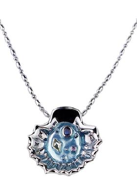 LAZYSURI白金贝壳珐琅项链海洋风