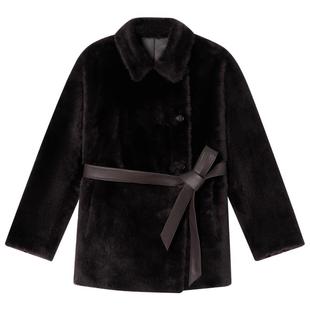 诗篇专选皮毛一体暖奢微宽松中长款大衣外套2026春季新款