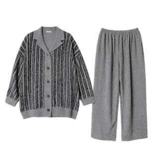 猫人男士半边绒睡衣2025款秋冬季加绒加厚保暖高级感可外穿家居服