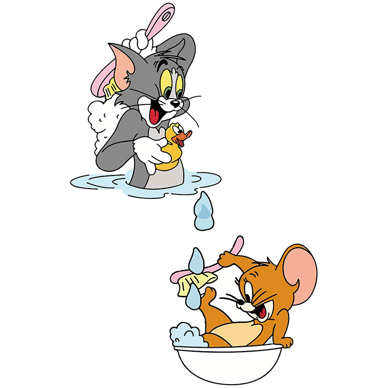 卫生间玻璃门墙贴纸画氛围厕所浴室洗手猫和老鼠卡通瓷砖防水遮丑