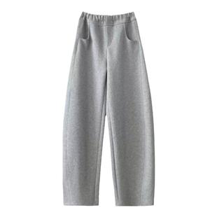 灰色运动裤女秋冬季大码裤子梨型身材弯刀裤显瘦休闲香蕉镰刀卫裤