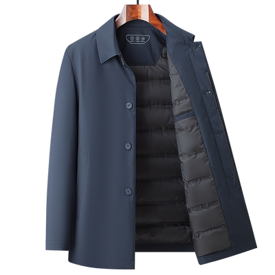 老人头中老年羽绒服翻领商务休闲