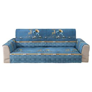 四季通用雪尼尔中式防滑组合沙发垫布定做简约全包贵妃床坐垫套罩