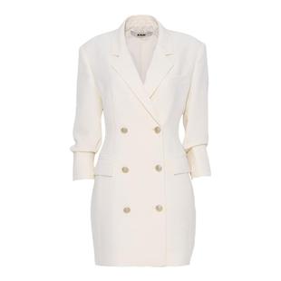 DPLAY【时髦精系列】2025年夏季新款白色连衣裙女西装裙长袖短裙