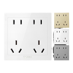 公牛十孔插座86型暗装10孔双5孔插座面板多孔空调16a三孔五孔六孔