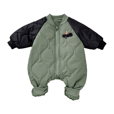 连体衣长爬拼色休闲否拉链冬季