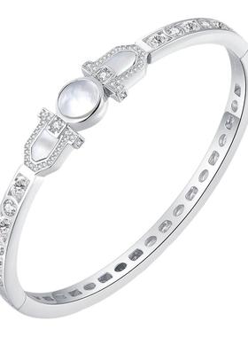 【蔡淇同款】JollyMolly小众设计师银轻奢送妈妈白贝母新中式手镯