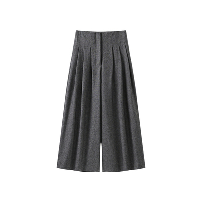 宅慧影西町村屋简约阔腿裤女装2026春新款气质压褶裤子ZZBA10831