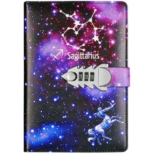 十二星座密码本学生带锁笔记本少女心精致手账本随身便携记事本子