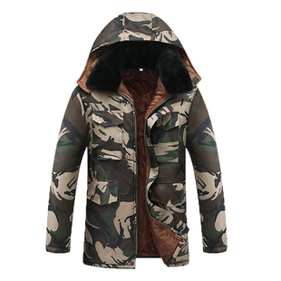 迷彩棉衣男冬季加绒加厚棉袄棉服防寒保暖劳保工作服中长款棉大衣