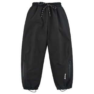 男童三防防水冲锋裤加绒秋冬季加厚纯色户外裤子大童儿童装长裤潮