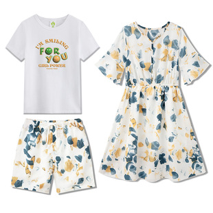 情侣装夏2025新款海南渡假海边旅游拍照沙滩女碎花连衣裙子男套装