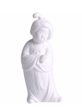 国风唐仕女白陶瓷摆件