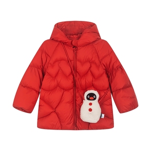 【商场同款】马拉丁Pingu企鹅新年羽绒服25冬季女小童红色羽绒服