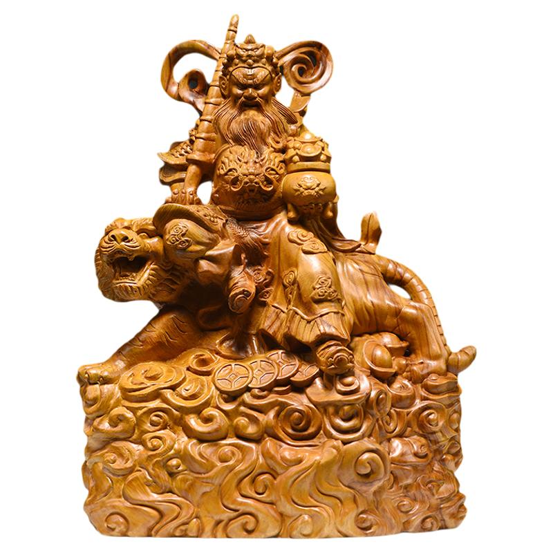 香樟木武财神赵公明神像摆件礼品