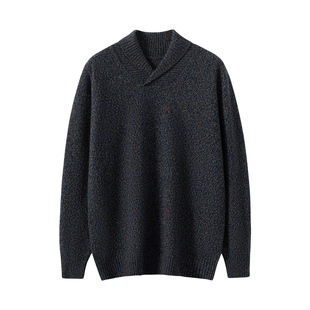 璀璨三色花纱青果领男士秋冬双股加厚纯山羊绒衫羊毛衫针织打底衫