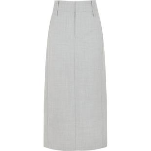 LESS春美丽诺羊毛双腰头后侧开衩设计感通勤直筒半身裙2O2D10980