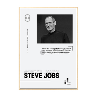 名人名言装饰画书房办公室励志挂画乔布斯巴菲特黑白创意海报壁画
