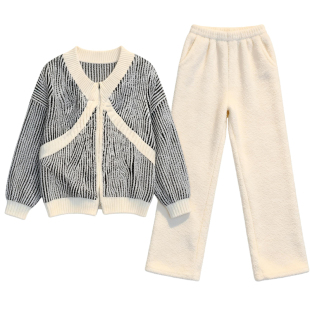 猫人男士半边绒睡衣2026款秋冬季加绒加厚高级感拉链可外穿家居服