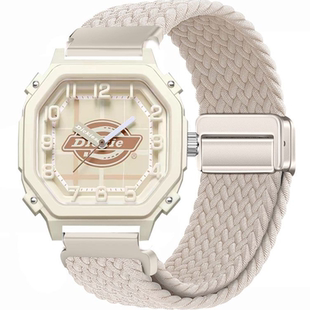 适用迪克斯Dickies手表带CL571男款女款磁吸编织透气替换学生腕带