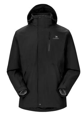 [3514系列]骆驼户外幻影黑冲锋衣男三合一暴雨级防水登山服外套女
