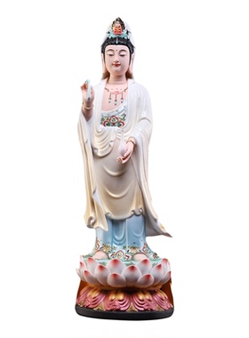 戴玉堂陶瓷摆件《立莲台杨柳观音》立像观世音菩萨像家用佛像供奉