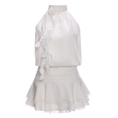 法式少女挂脖波点连衣裙女