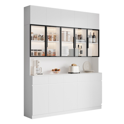 家用客厅酒柜橱柜餐边柜靠墙一体储物柜子高柜轻奢茶水柜定制碗柜