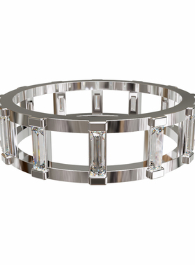 壹钻18K金长方宝石双层镂空戒指