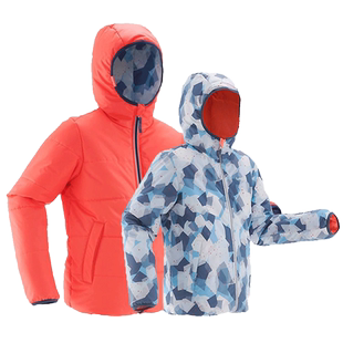 迪卡侬儿童滑雪外套棉服夹克户外防水保暖男女童双面穿棉服KIDO