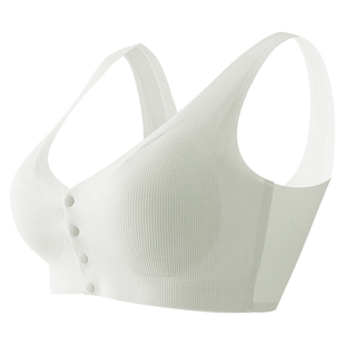 前扣文胸无钢圈无痕妈妈内衣女小胸聚拢中老年人小背心胸罩薄款夏