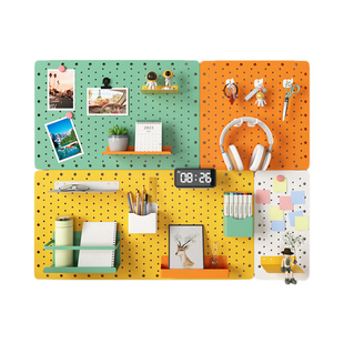 金属挂墙洞洞板家用墙面收纳整理置物架免打孔办公桌面立式分隔板