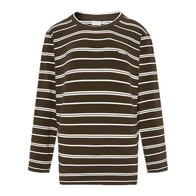MOUSSY 2025冬季新品美式复古条纹撞色圆领长袖T恤028IAA80-1015