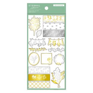 日本mind wave永恒闪耀系列Eternal sheen透明箔押贴纸手帐相册手机装饰拼贴星座蝴蝶结花朵植物闪亮华丽贴画