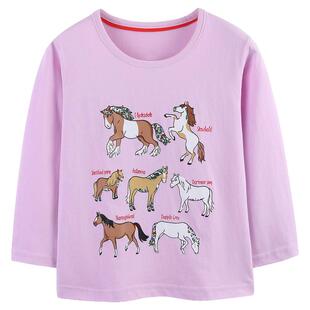 小马女童外穿打底衫卡通蘑菇潮流甜美长袖T恤衣服女童单穿上衣薄