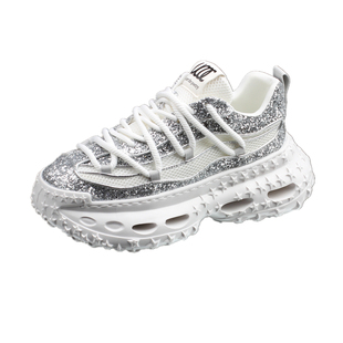 高级感潮牌夏季新款男鞋厚底老爹鞋男款透气网面增高运动休闲鞋子