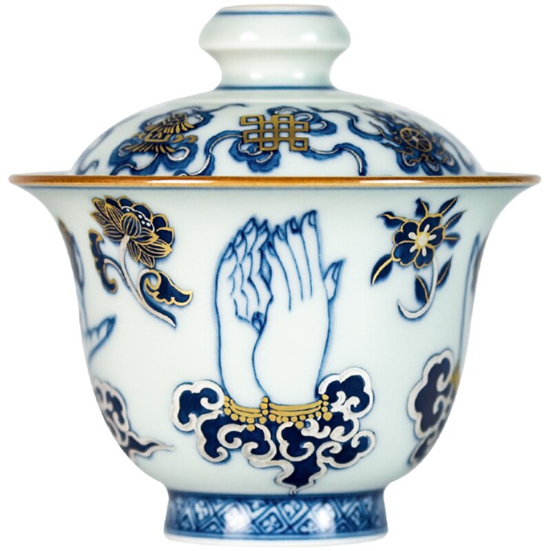 青花措金银佛手开物茶具系列