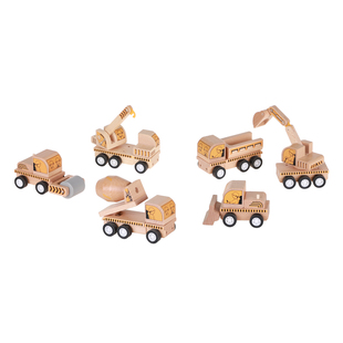 儿童益智工程车惯性拼装挖掘机积木吊车木头玩具汽车模型3岁男孩