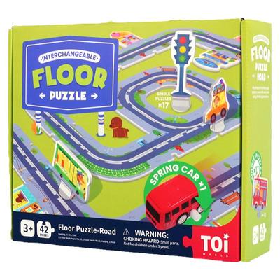 toi图益轨道小车立体场景宝宝拼图