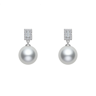 澳白珍珠锆石耳钉女轻奢高级感气质大气耳环女士耳饰纯银小众耳坠