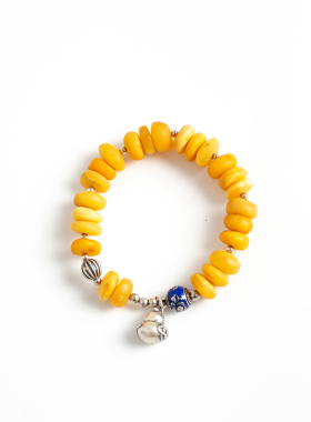 忘城纯银蜜蜡做旧文艺单圈手链