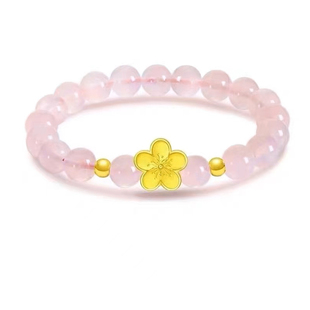 天然粉水晶手链女招桃花桃花运粉色水晶手链女款粉晶手链女生手串