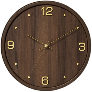 康巴丝挂钟家用客厅中式时钟挂墙现代简约静音实木2025新款石英钟