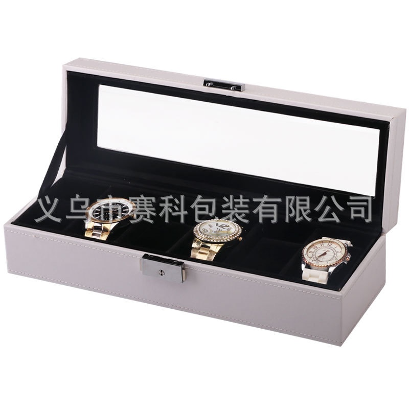 [超级版]现货批发手表6盒包装盒手表收藏白色收纳位礼品皮革展示