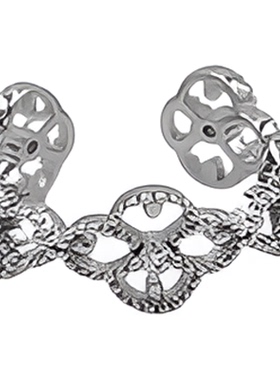 PAUSA ANN s925 复古原创蕾丝花纹轻奢开口戒指