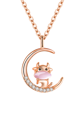 轻奢气质粉水晶项链女锁骨链